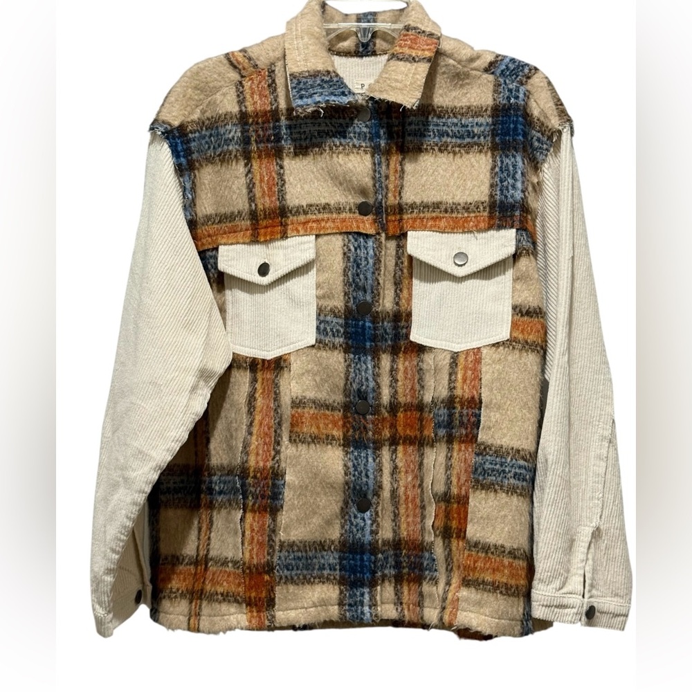 Pol, Collared Button Down Plaid Shacket. Size Med… - image 1